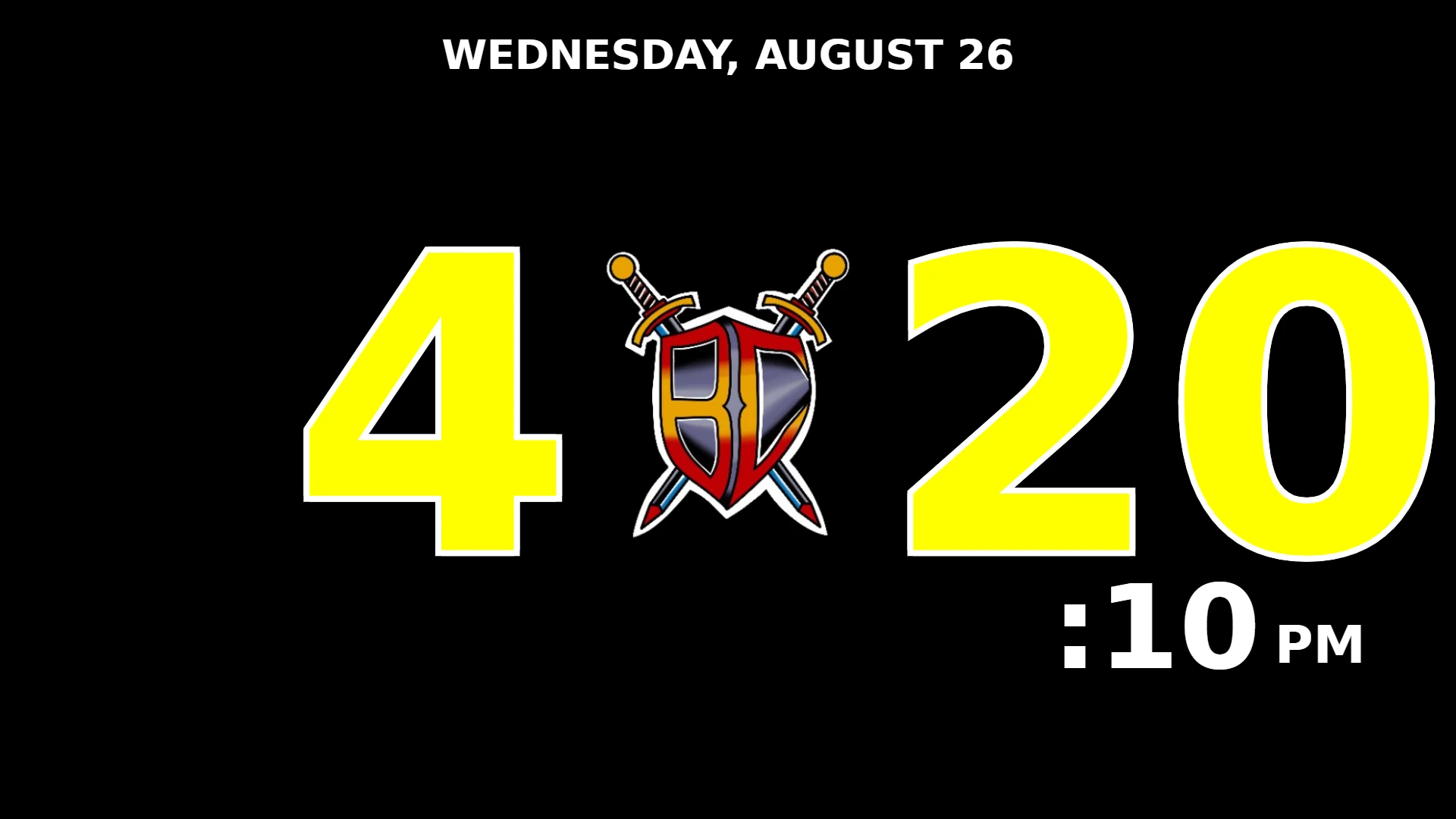 NinjaOps gym timer branded for BC Jiu Jitsu — black background, yellow digits and the club crest